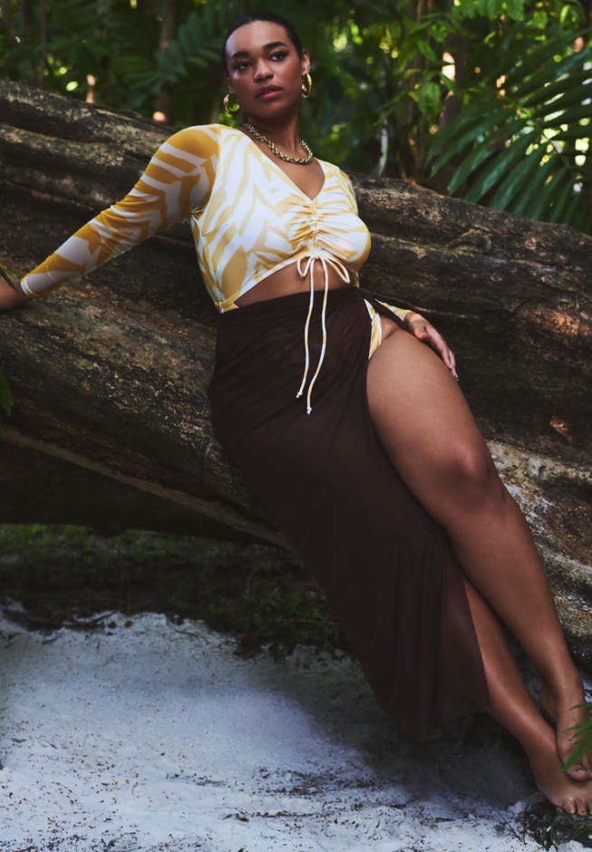 Twist Front Sarong Wrap Coverup Skirt image number 0