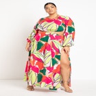 Gabi Fresh Swim x ELOQUII Ring Front Cutout Coverup Maxi Dress with High Slit image number null