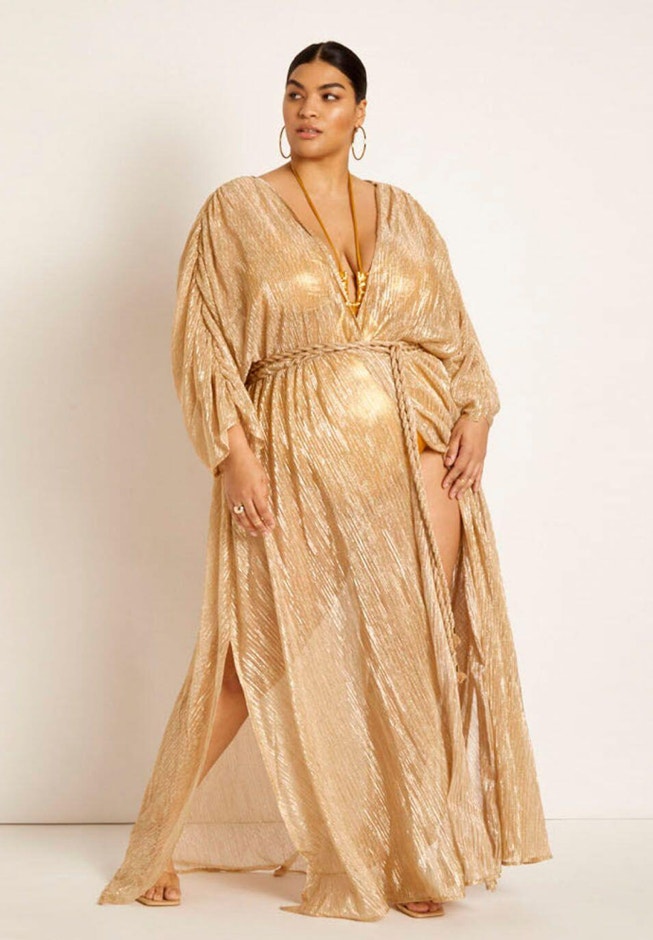 Gabi Fresh Swim x ELOQUII Dramatic Pleated Coverup Maxi Dress image number 1