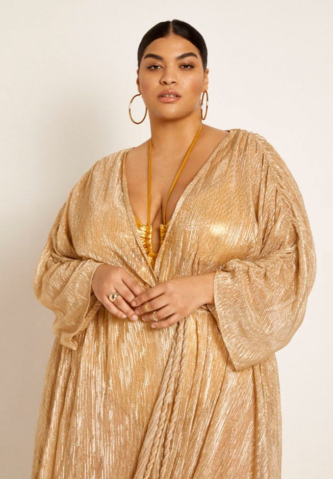 Gabi Fresh Swim x ELOQUII Dramatic Pleated Coverup Maxi Dress image number 2