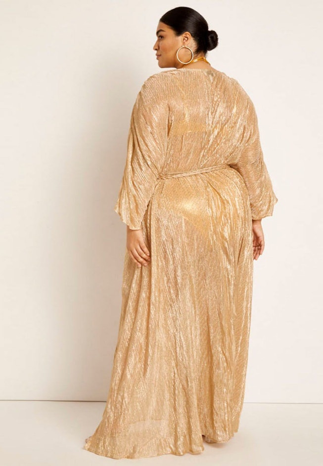Gabi Fresh Swim x ELOQUII Dramatic Pleated Coverup Maxi Dress image number 3