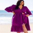 Long Coverup Duster with Puff Sleeve image number null