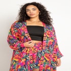 Printed Puff Sleeve Coverup Duster image number null