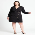 Strong Shoulder Mini Blazer With Gold Buttons image number null