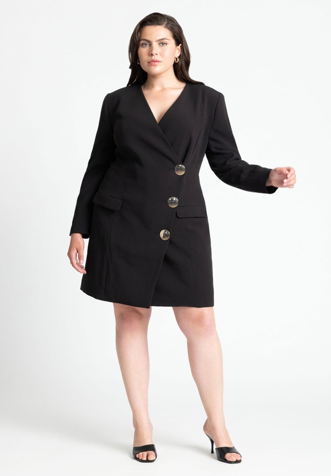 Strong Shoulder Mini Blazer With Gold Buttons image number null
