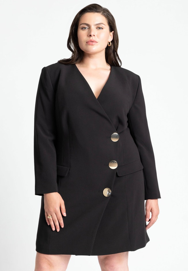 Strong Shoulder Mini Blazer With Gold Buttons image number null