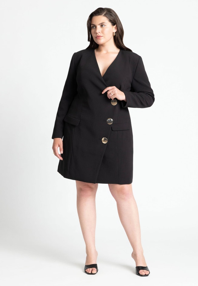 Strong Shoulder Mini Blazer With Gold Buttons image number null