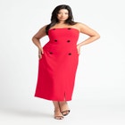 Strapless Double Breasted Midi Dress image number null