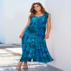 Plus Size Sleveless Hand-Crinkled Button-Front A-Line Maxi &ndash; Curvy Breezy Dress image number null