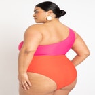 Gabi Fresh Swim x ELOQUII One Shoulder Swimsuit with Ring Detail image number null