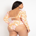 Gabi Fresh Swim x ELOQUII Long Sleeve Knot Front Wrap Swimsuit image number null