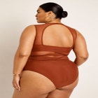 Gabi Fresh Swim x ELOQUII Wrap Detail Mesh Swimsuit image number null