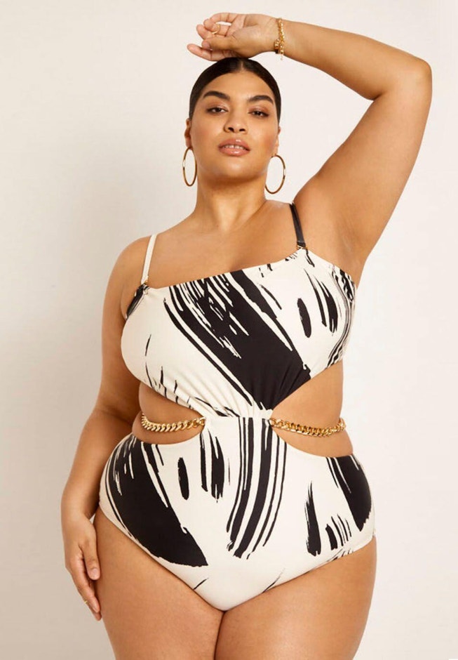 Gabi Fresh Swim x ELOQUII Waist Chain Detail Swimsuit with Cutouts image number null