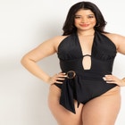 Twist Halter Swimsuit with Underwire Detail image number null