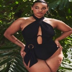 Twist Halter Swimsuit with Underwire Detail image number null