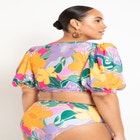 Puff Sleeve Tie Front Bikini Top image number null