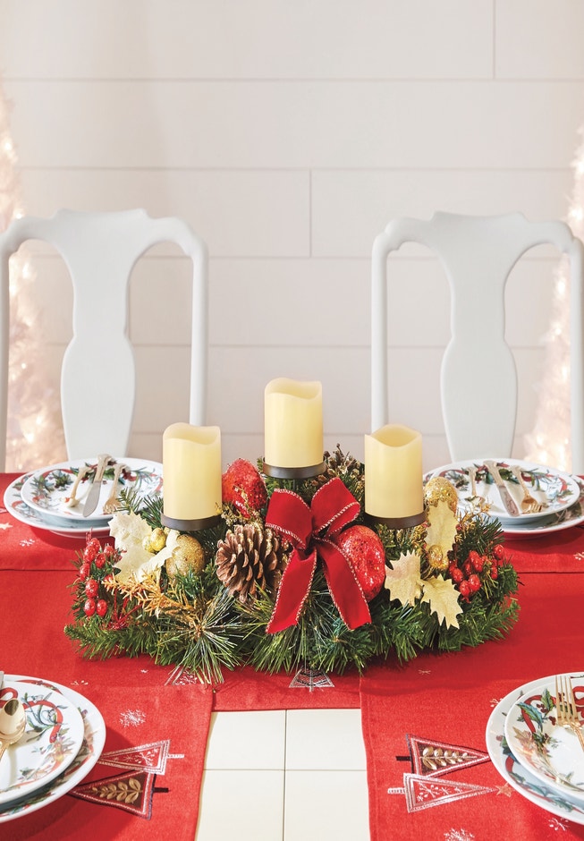 Cordless LED Pre-Decorated Candleholder Centerpiece image number 0