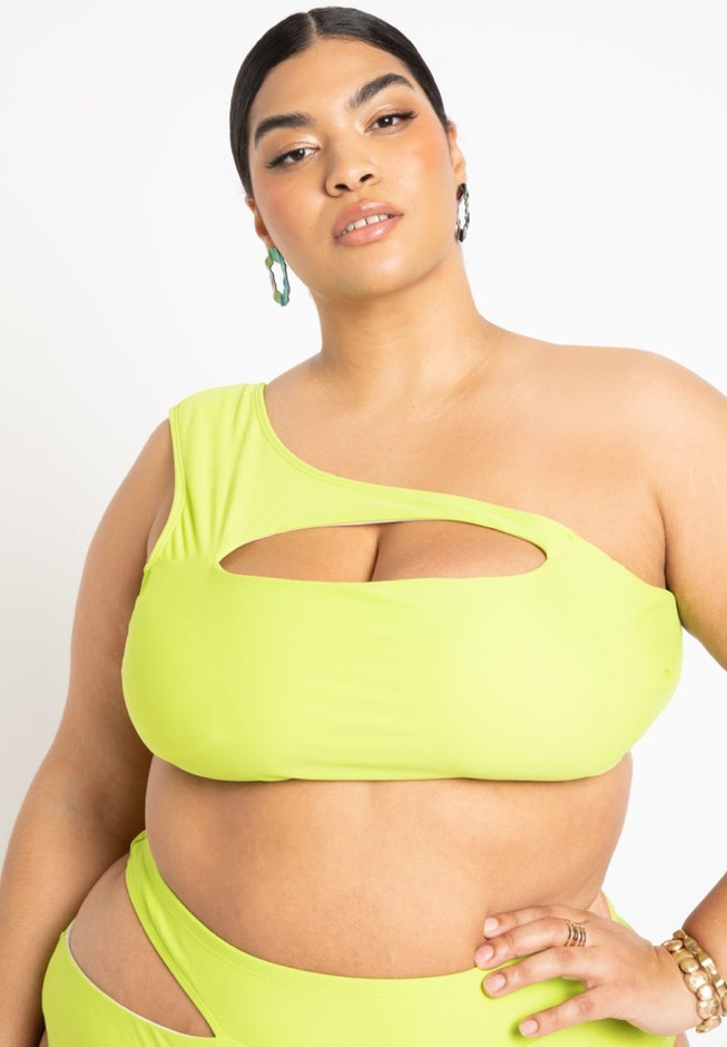 Gabi Fresh Swim x ELOQUII Cutout One Shoulder Bikini Top image number 1