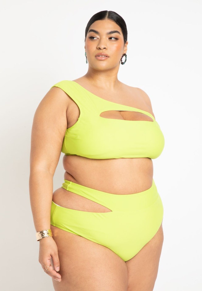 Gabi Fresh Swim x ELOQUII Cutout One Shoulder Bikini Top image number 3