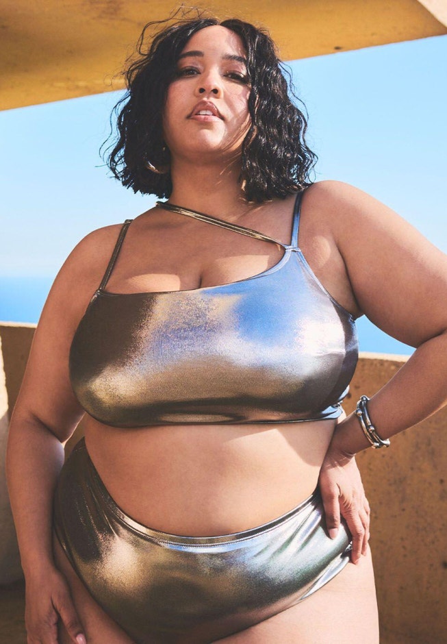 Gabi Fresh Swim x ELOQUII Asymmetrical Neckline Bikini Top image number 0