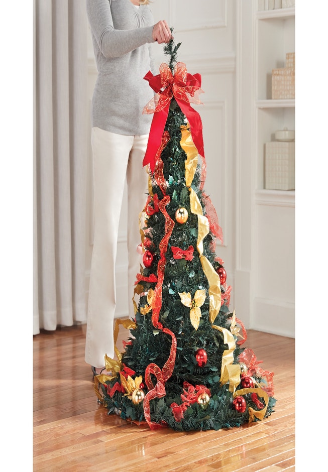 Fully Decorated Pre-Lit 6’ Pop-Up Christmas Tree image number 1
