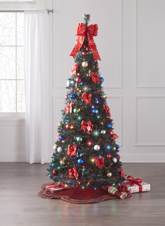 fully dressed christmas tree Fully Decorated Pre-Lit 7 Ft. Pop-Up Christmas Tree