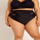 Gabi Fresh Swim x ELOQUII Wrap Detail Mesh High Waisted Bikini Bottom image number null