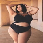 Gabi Fresh Swim x ELOQUII Wrap Detail Mesh High Waisted Bikini Bottom image number null