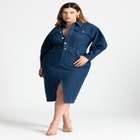 Oversized Denim Midi Dress image number null