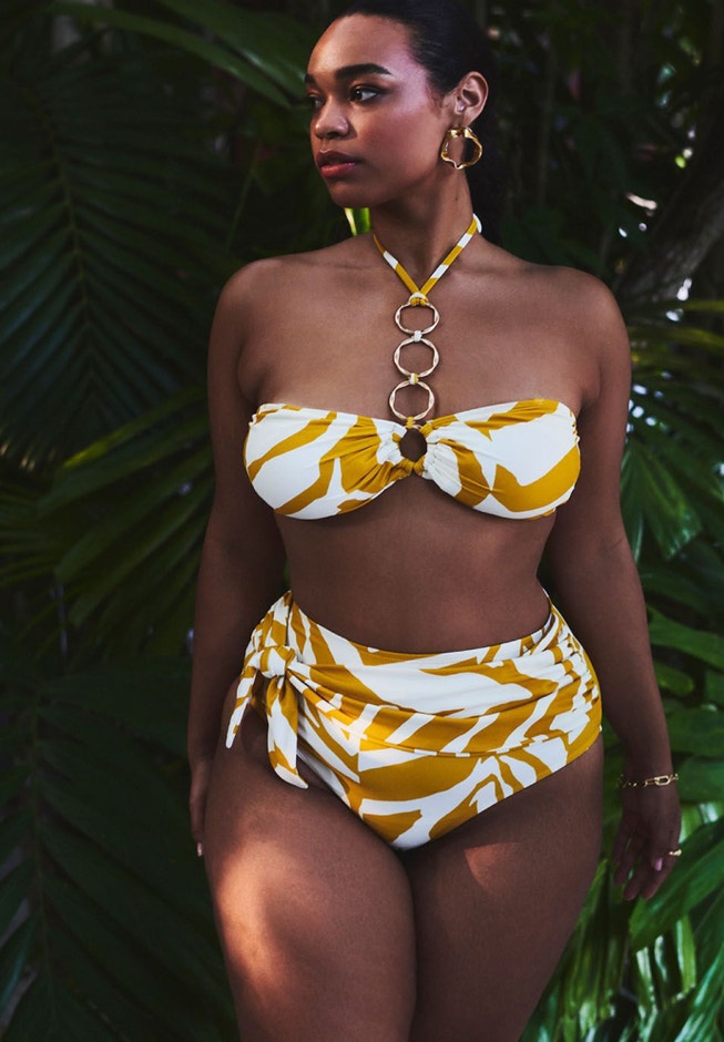 High Waisted Side Drape Bikini Bottom image number 0