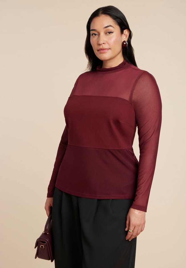 Paneled Sheer Turtleneck image number 0