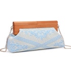 Embroidered Wood Frame Clutch - Extended Length image number null
