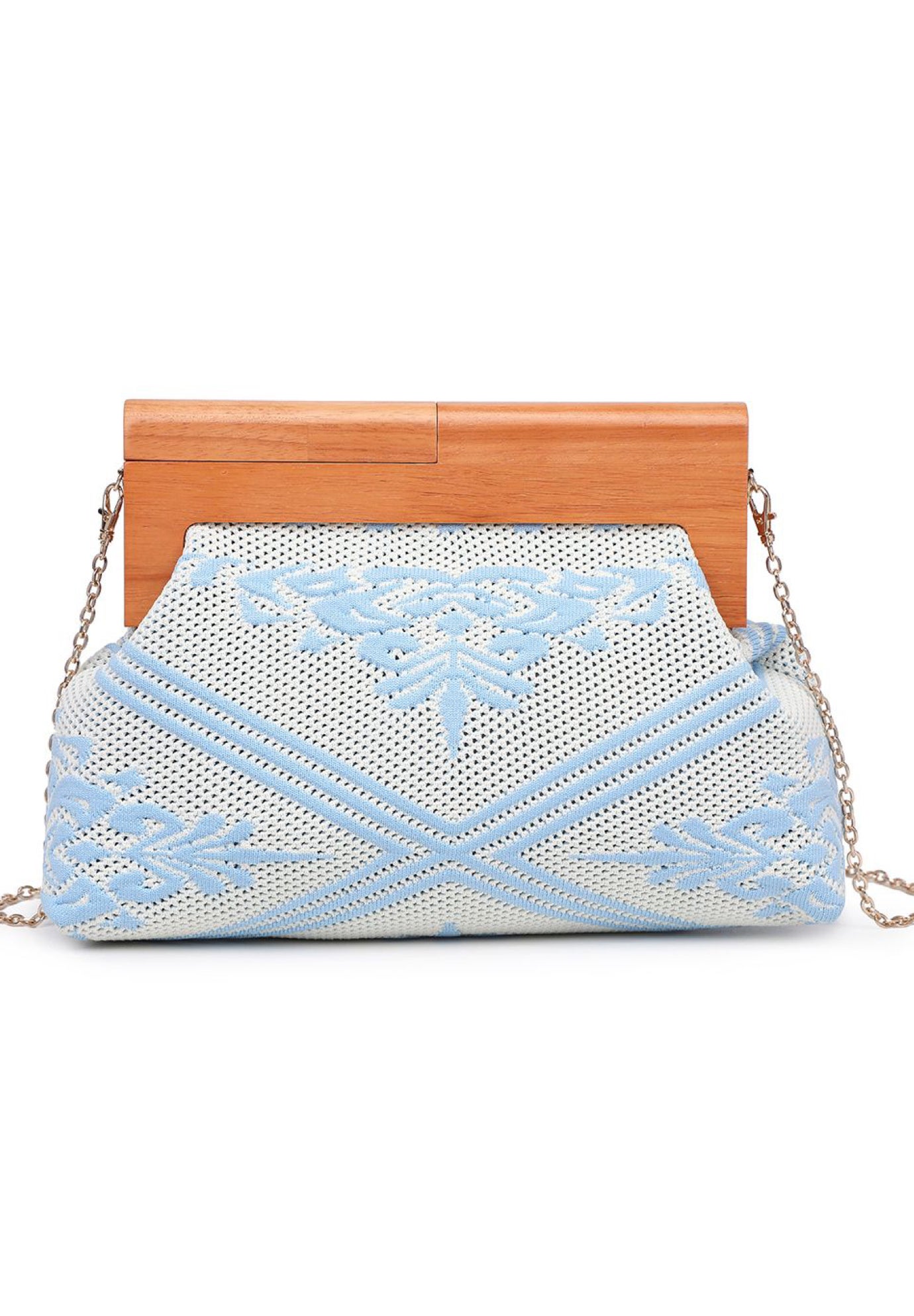Embroidered Wood Frame Clutch - Extended Length image number 0