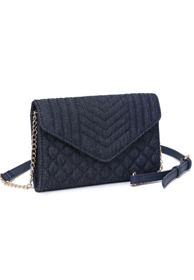 Quilted Denim Clutch image number null