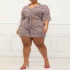 ELOQUII Elements Tie Waist Camp Shirt image number null