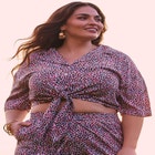 ELOQUII Elements Tie Waist Camp Shirt image number null