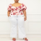 ELOQUII Elements Puff Sleeve Smocked Top image number null