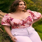 ELOQUII Elements Puff Sleeve Smocked Top image number null