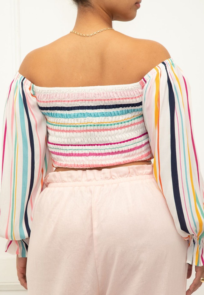 ELOQUII Elements Smocked Off The Shoulder Top image number 2