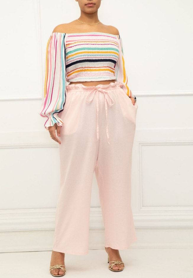 ELOQUII Elements Smocked Off The Shoulder Top image number 3