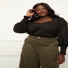 ELOQUII Elements Eyelet Puff Sleeve Top image number null