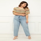 ELOQUII Elements Puff Sleeve Stripe Sweater image number null