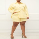 ELOQUII Elements Denim Bermuda With Unfinished Hem image number null