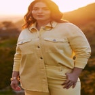 ELOQUII Elements Denim Bermuda With Unfinished Hem image number null