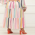 ELOQUII Elements Tiered Maxi Skirt With Slit image number null