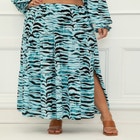 ELOQUII Elements Tiered Maxi Skirt With Slit image number null