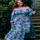 ELOQUII Elements Tiered Maxi Skirt With Slit image number null