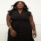 ELOQUII Elements Maxi Eyelet Dress With Slit image number null