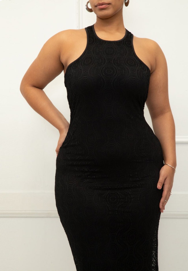 ELOQUII Elements Crochet Racerback Midi Dress image number null