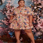 ELOQUII Elements Button Down Dress With Flounce image number null